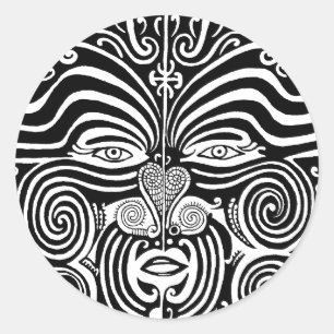 Sticker Rond Conception tribale maorie antique de tatouage de