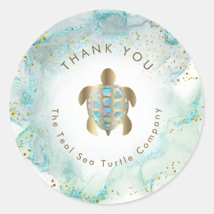 Sticker Rond Conception turquoise des tortues de mer