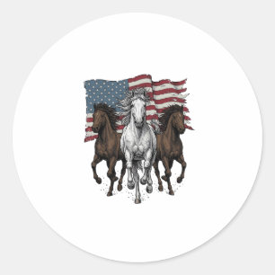Sticker Rond Conception vectorielle de chevaux de course patrio