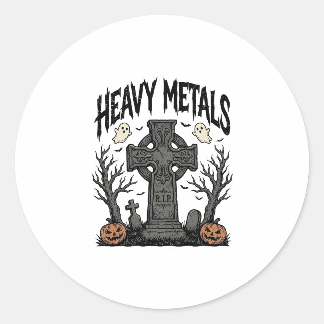 Sticker Rond Conception vectorielle de cimetière Halloween de m (Devant)