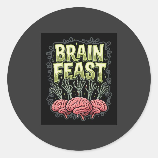 Sticker Rond Conception vectorielle de mains de zombie de festi (Devant)