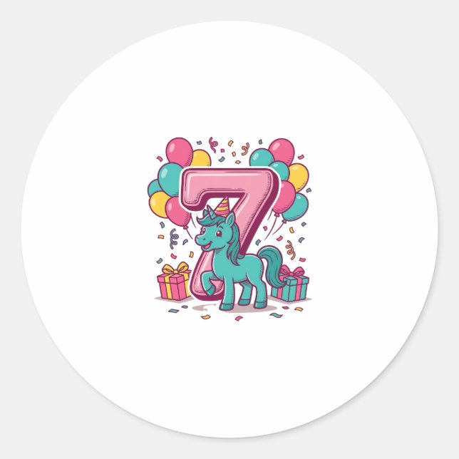 Sticker Rond Conception vectorielle de poney mignon pour la fêt (Devant)