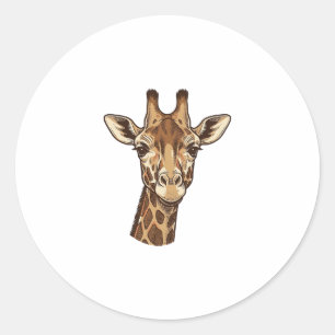 Sticker Rond Conception vectorielle de tête de girafe gravée vi