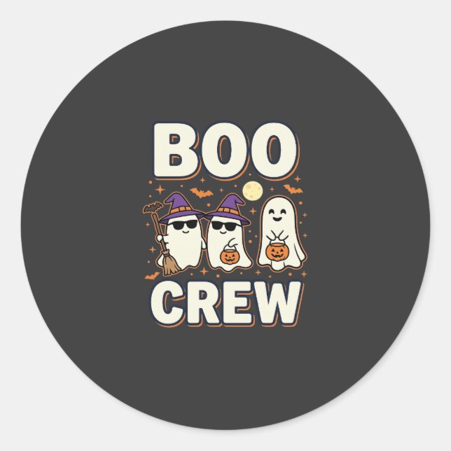 Sticker Rond Conception vectorielle fantômes Halloween Boo Crew (Devant)