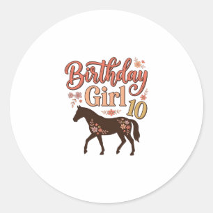 Sticker Rond Conception vectorielle florale de cheval 10 pour f