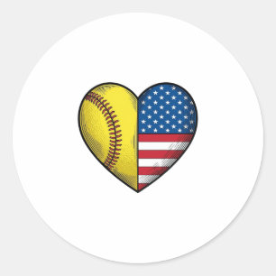 Sticker Rond Conception vectorielle vintage de softball USA dra