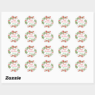 Sticker Rond Conception vibrante de Noël personnalisée pour les