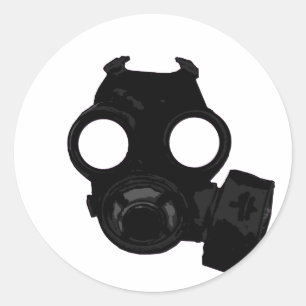 Sticker Rond Conception vintage de Gasmask de la guerre