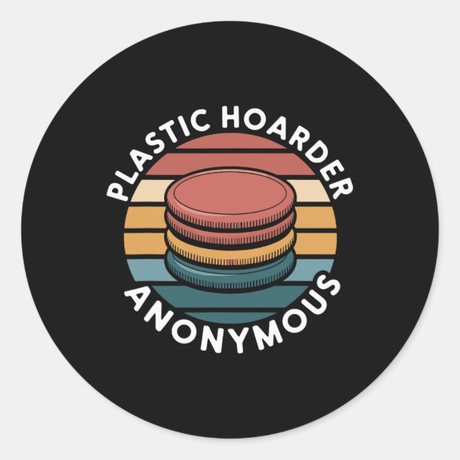 Sticker Rond Conceptions de Disc Golf de Plastic Hoarder Anonym (Devant)