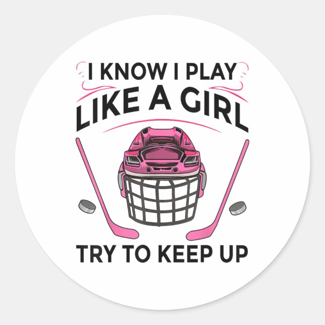 Sticker Rond Conceptions drôles de hockey sur gazon pour femmes (Devant)