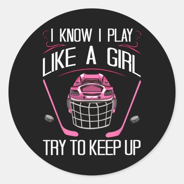 Sticker Rond Conceptions drôles de hockey sur gazon pour femmes (Devant)