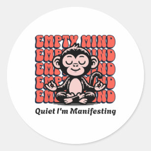 Sticker Rond Conceptions drôles de singe de manifestation, Débu