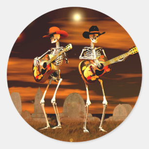 Sticker Rond Concert de squelette d'Halloween