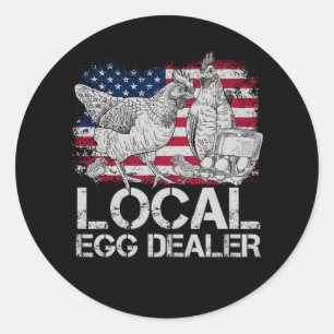 Sticker Rond Concessionnaire local d'oeufs Drôle américain Amou