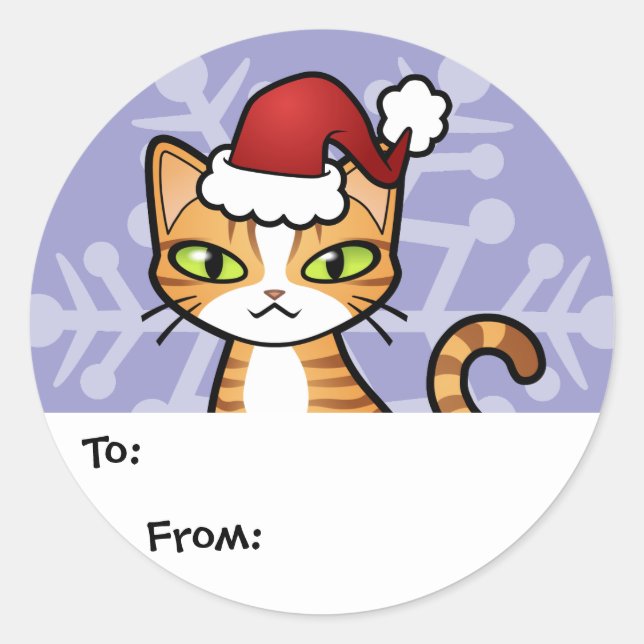 Sticker Rond Concevez votre propre chat de dessin (Noël) (Devant)