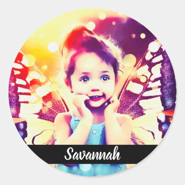 Sticker Rond Concevez votre propre nom personnalisé photo (Devant)