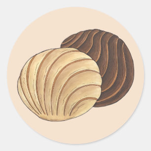 Sticker Rond Conchas Pan mexicain Dulce Sweet Bread Panadería