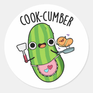Sticker Rond Concombre de Cook Funny Concomber Pun