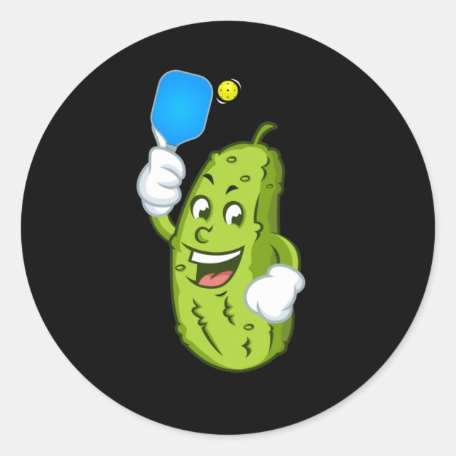 Sticker Rond Concombre d'Humour de Pickleball Funny Pickleball  (Devant)