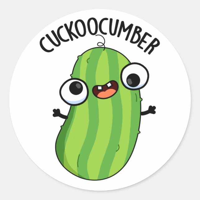 Sticker Rond Concombre Funky Veggie Cucumber Pun (Devant)