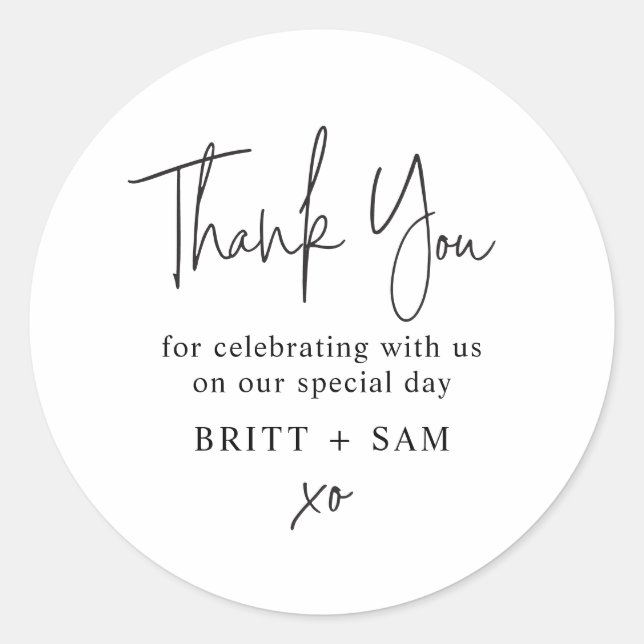 Sticker Rond Concours de mariage moderne Favor Script manuscrit (Devant)