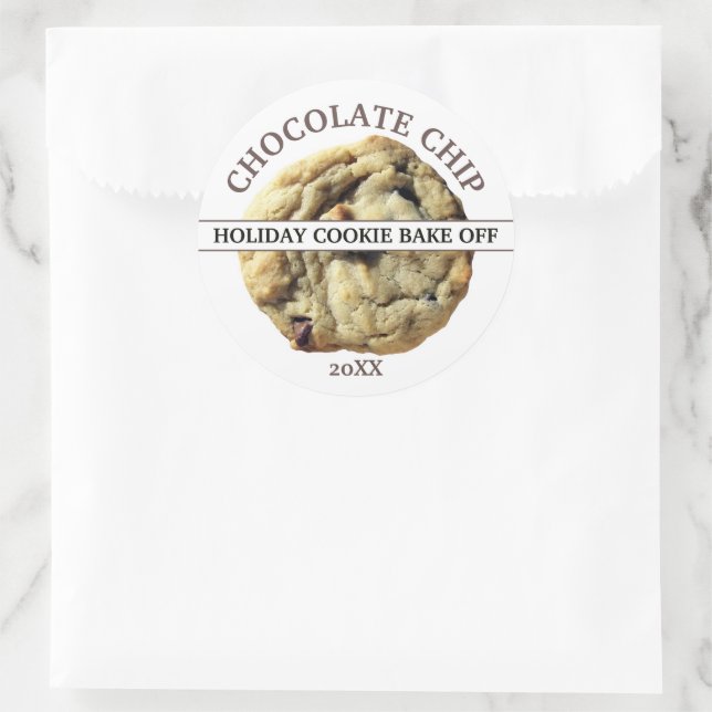 Sticker Rond Concours de pâtisserie de Noël pour biscuits (Sac)