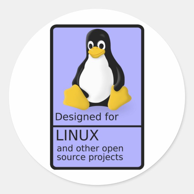 Sticker Rond Conçu pour Linux (Devant)