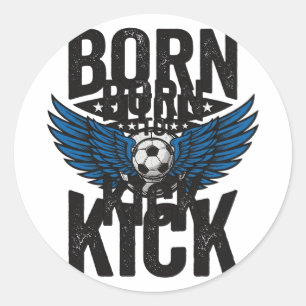 Sticker Rond Conçu pour T-Shirt Vintage de Football à Ailes Né 