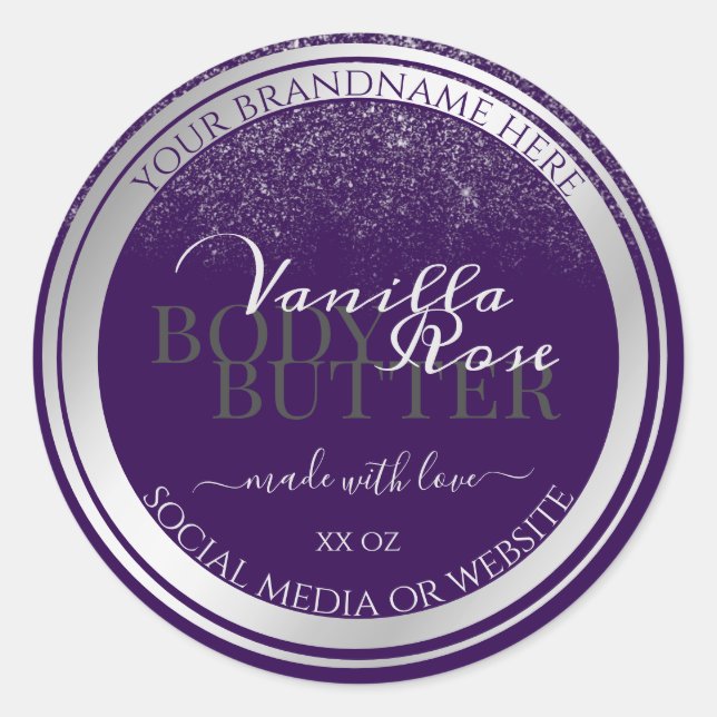 Sticker Rond Conditionnement moderne de produits violets Étique (Devant)