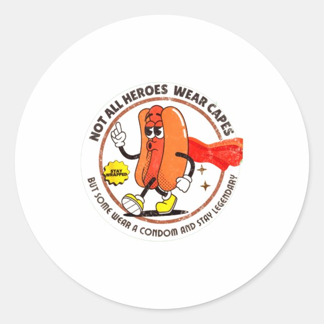 Sticker Rond Condom Legend Inappropriate Funny 90s Retro T Funn (Devant)