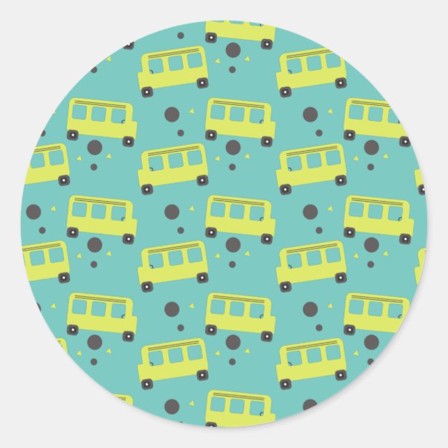 Sticker Rond Conducteur de bus scolaire Confetti Jaune Enseigna (Devant)