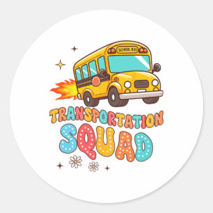 Sticker Rond Conducteur de bus scolaire Vie Bus jaune Transport