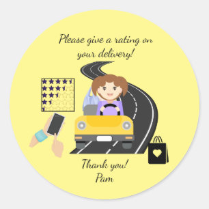 Sticker Rond Conducteur de livraison femme Veuillez donner une