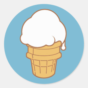 Sticker Rond Cône de crème glacée