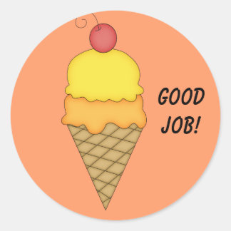 Sticker Rond Cône de crème glacée avec cerise #2