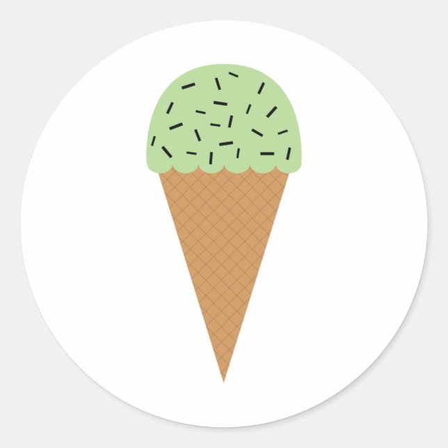 Sticker Rond Cône de glace à la menthe et aux pépites de chocol (Devant)