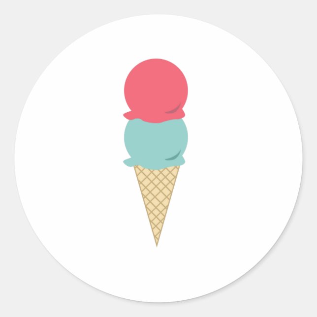 Sticker Rond Cône de glace fantaisiste à double boules (Devant)