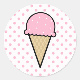 Sticker Rond Cône de glace rose pâle