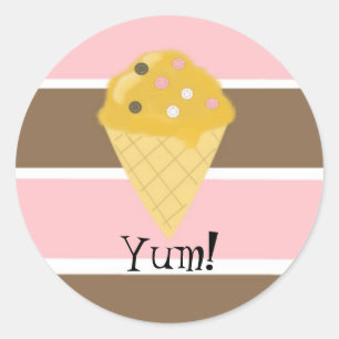 Sticker Rond Cône de glace sur une rayure napolitaine