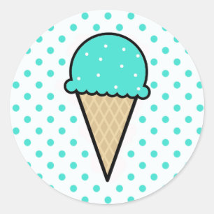 Sticker Rond Cône de glace vert turquoise