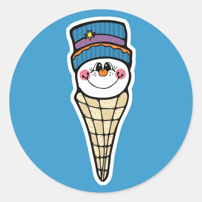 Sticker Rond cône de neige mignon (Devant)
