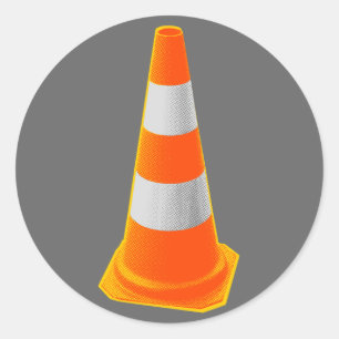 Sticker Rond Cône de signalisation avec bandes grises
