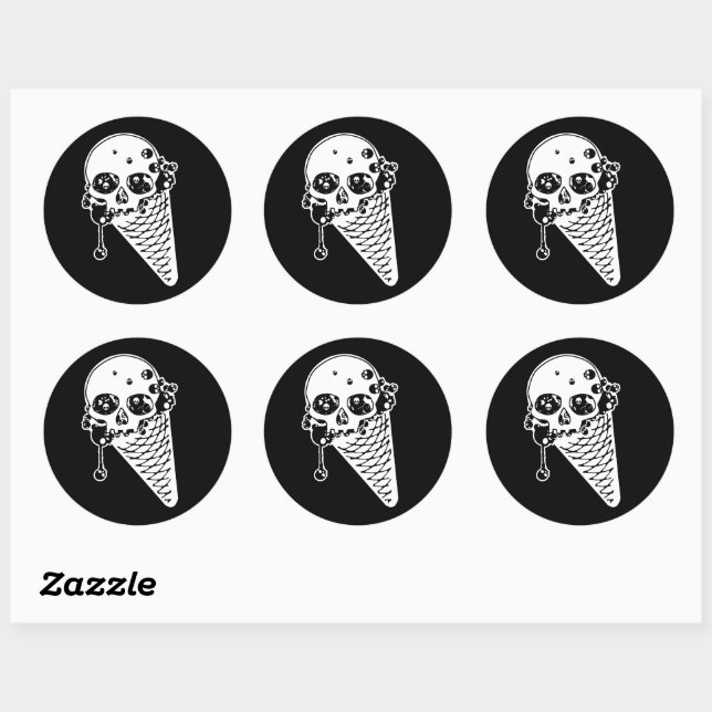 Sticker Rond Cône glacé mal (Feuille)