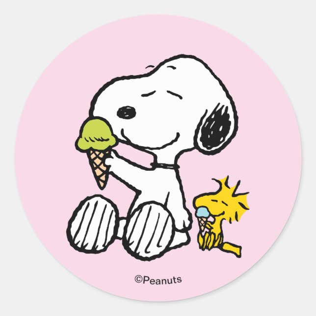 Sticker Rond Cônes de glace Snoopy & Woodstock (Devant)