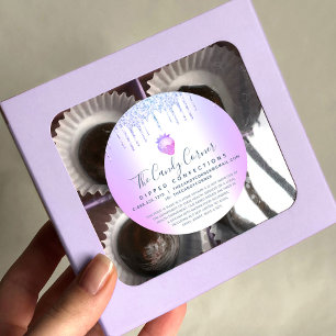Sticker Rond Confection de fraise à Parties scintillant violett