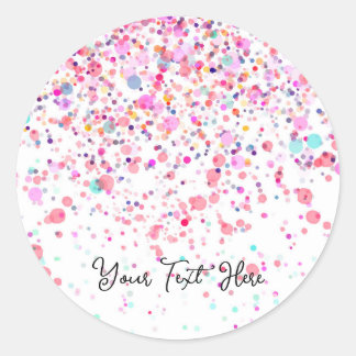 Sticker Rond Confetti coloré joyeux rose