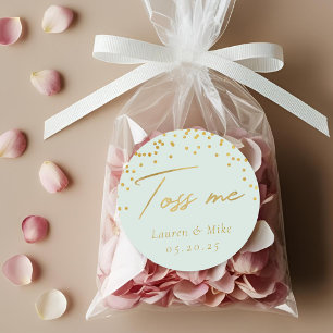 Sticker Rond Confetti de mariage élégant moderne "Jetez-moi"