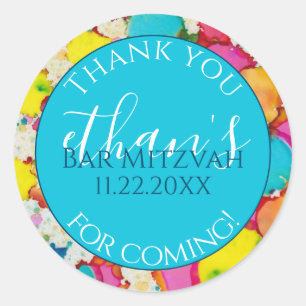 Sticker rond Confetti Design Bar ou Bat mitzvah