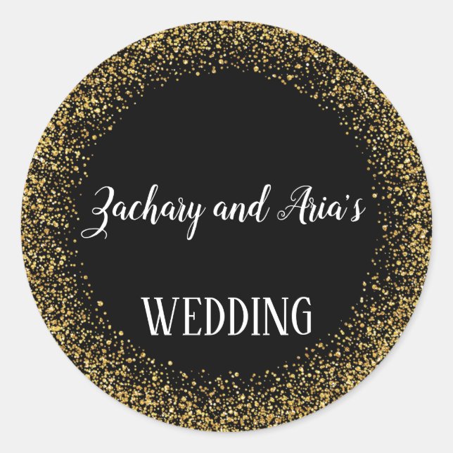 Sticker Rond Confetti d'or sur les sceaux d'enveloppe de Mariag (Devant)