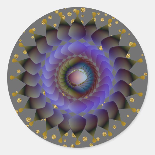 Sticker Rond Confetti en or noir Lotus (Devant)